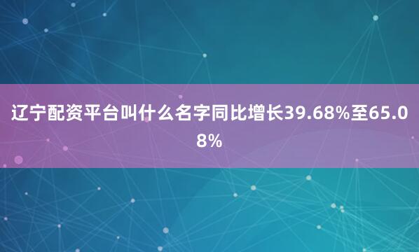 辽宁配资平台叫什么名字同比增长39.68%至65.08%